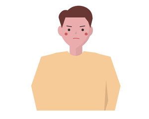 怒った表情の男性。怒る、怒り、イライラする。ベクターイラスト