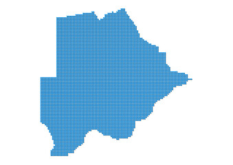 An abstract representation of Botswana, vector Botswana map made using a mosaic of blue dots with shadows. Illlustration suitable for digital editing and large size prints. 