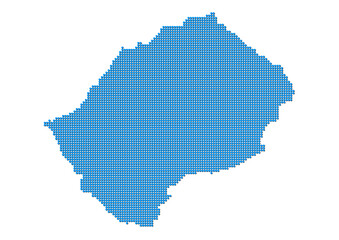 An abstract representation of Lesotho, vector Lesotho map made using a mosaic of blue dots with shadows. Illlustration suitable for digital editing and large size prints. 