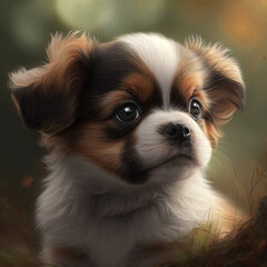 a cute dog created with Created with generative AI tools