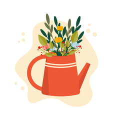 Watering can with spring flowers inside © Irina