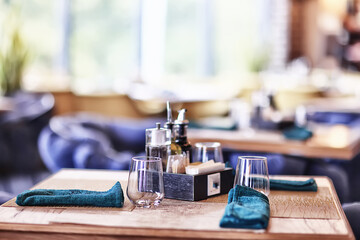 table setting in the restaurant for the cafe interior menu