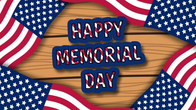 happy memorial day greeting illustration image.