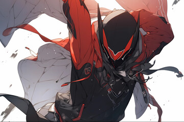 anime style art, masked person doing cool pose. generative AI