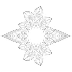 Decorative Doodle flowers in black and white for coloring page, cover, wedding invitation, greeting card, wall art and wallpaper. Hand drawn sketch for adult anti stress coloring page.-vector 