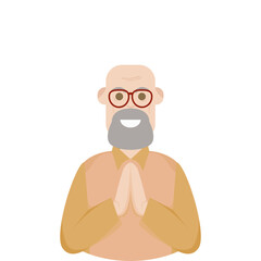 The Elderly Seventies Grandfather Character Face Old Man Smile