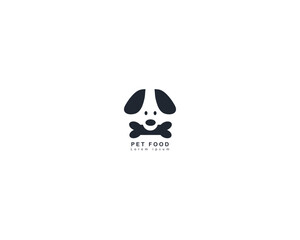 Dog food logo design template vector, line of pet logo design suitable for pet shop, store, cafe, business, hotel, veterinary clinic, Domestic animal vector illustration logotype, sign, symbol.