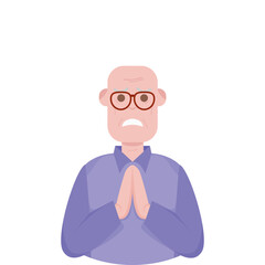 The Elderly Grandfather Lonely Alone Sad Worry Old Man