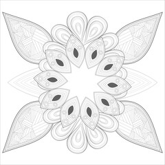 Decorative Doodle flowers in black and white for coloring page, cover, wedding invitation, greeting card, wall art and wallpaper. Hand drawn sketch for adult anti stress coloring page.-vector 