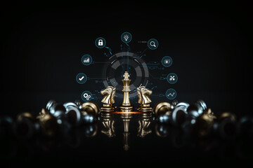 King chess pieces on falling chess concepts of leadership or wining challenge battle fighting of...