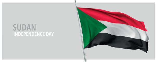 Sudan happy independence day greeting card, banner with template text vector illustration