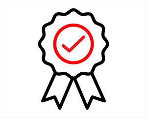 Quality check icon symbol. Approval check vector icon in red check mark. Vector illustration.