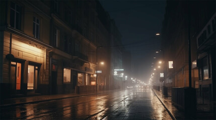 Fototapeta na wymiar City streets at night with streetlights 