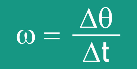 Angular velocity formula in physics. Vector illustration isolated on white background.