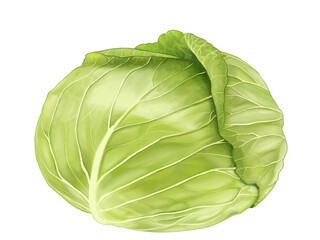 Fototapeta premium Hand-drawn illustration of a ball of cabbage. 
