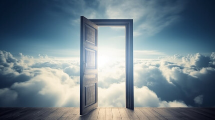 Opening door in sky