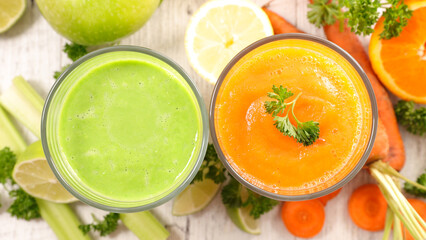 healthy vegetable smoothie and juice.