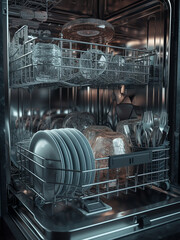 the inside of a dishwasher Generative AI