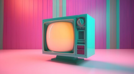 Retro TV receiver colorful illustration. Generative AI