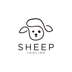 cute line art sheep logo vector symbol icon.