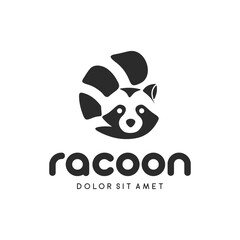 Raccoon Tail Logo Design Mascot Flat Silhouette
