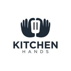 hand with spatula logo icon of cooking and kithen vector illustration