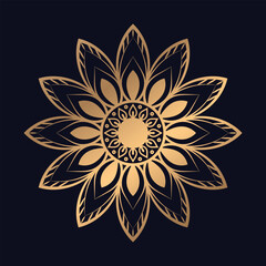 Gold color Luxury mandala background design vector logo icon illustration for print