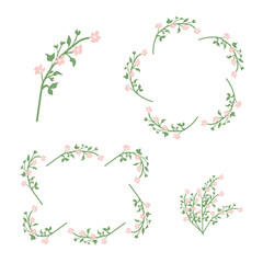 Obraz na płótnie Canvas Sakura blossom flowers set of frames, icon bouquet