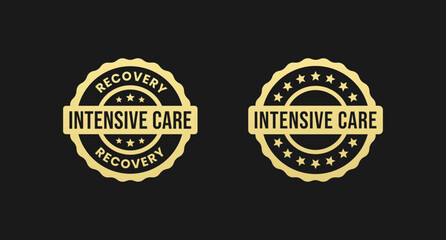 Intensive care label or Intensive care stamp vector isolated in flat style. Best Intensive care label vector for product design element. Intensive care sign for packaging design element.