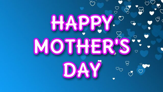 happy mother's day greetings on purple background with floating heart shape. international mothers day concept.