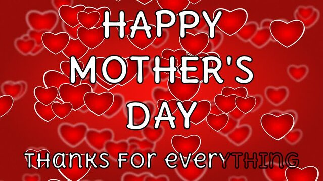 happy mother's day and thank you for everything quote line on red Swinging heart shape. international mothers day concept.