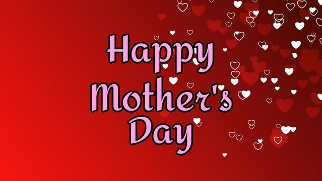 happy mother's day greetings on red and white floating heart shape background. international mothers day concept.