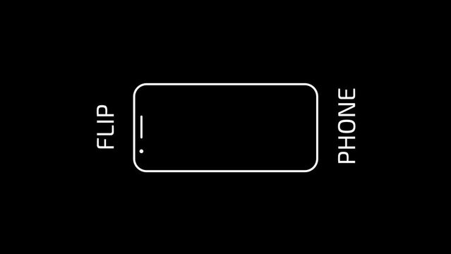 Icon mobile phone flip background. Rotation intro animation chromatic abberation