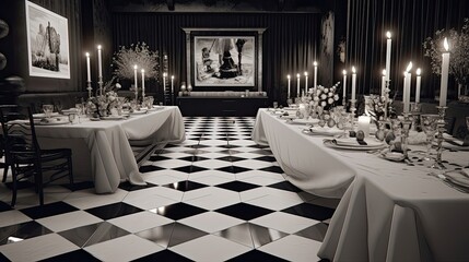 The black and white formal party is a classic and elegant event, featuring timeless decor and sophisticated attire that never goes out of style. Generated by AI.