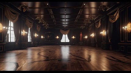 Our masquerade ballroom offers a night of mystery and romance, with elegant decorations, intricate masks. Generated by AI. - obrazy, fototapety, plakaty