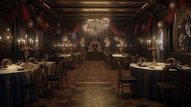 Step into a world of enchantment and elegance at our masquerade ballroom. Generated by AI.