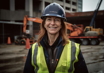 Female construction worker. Generative AI