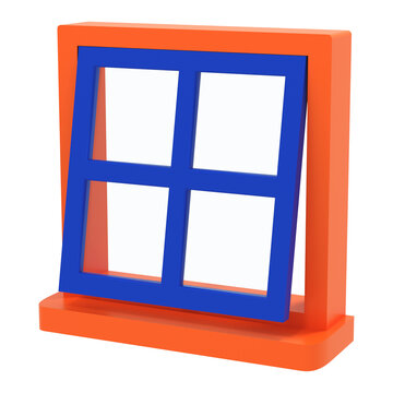 Blue and orange window frame 3d icon