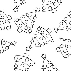 Decorated christmas tree decoration ball in outline doodle style. Merry Christmas and Happy New Year. Vector seamless pattern isolated.