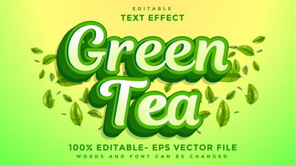 3d Minimal Gradient Word Green Tea Editable Text Effect Design Template, Effect Saved In Graphic Style