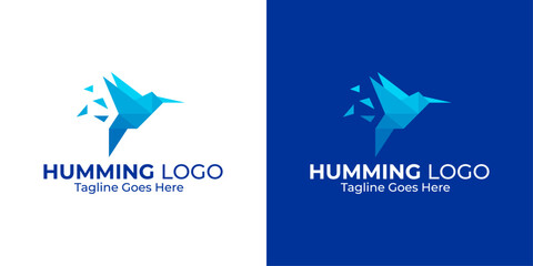 HummingBird Low Poly Logo Design. Polygonal Design. Geometric Design. Modern Logo