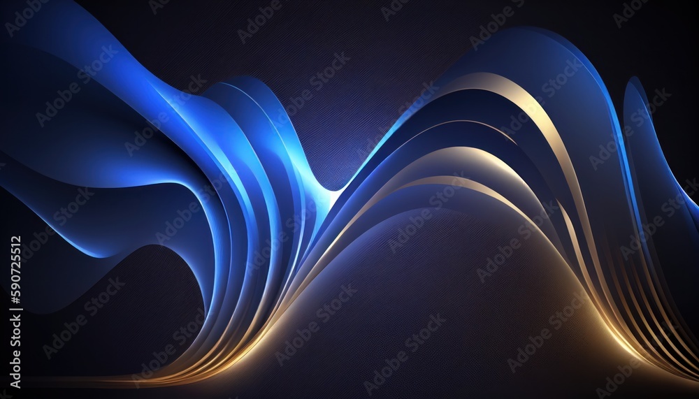 Wall mural Abstract background with blue glance waves by Generative AI