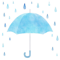 Light blue umbrella with rain drops clipart PNG - obrazy, fototapety, plakaty
