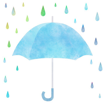 Light Blue Umbrella With Rain Drops Clipart PNG