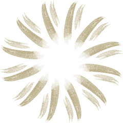 金色の絵筆で描いたような和風の丸いフレーム、集中線