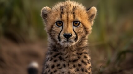 Fototapeta na wymiar Curious Cheetah Cub