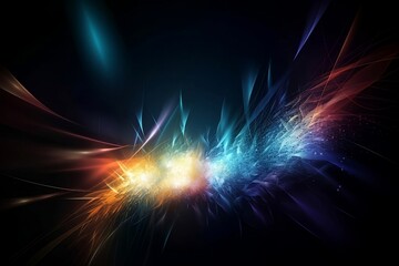Obraz premium Illustrated Colorful Light Glow on Black Background