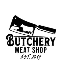 Butchery meat shop logo vector tshirt design