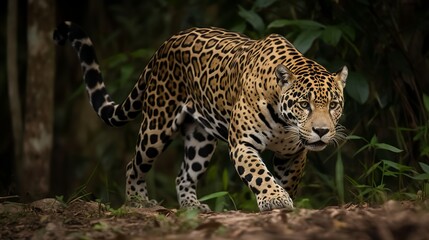 Majestic Jaguar Strolling Through the Jungle