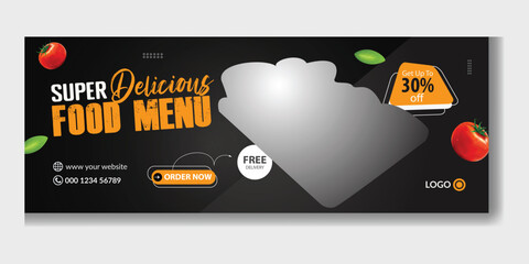 Obraz premium Restaurant food social media timeline cover and web banner design template or promotional banner for advertising